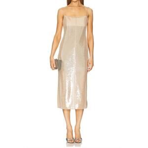 A.L.C Clear Danielle Sequined Sleeveless Midi Sparkle Evening Dress Medium NWT